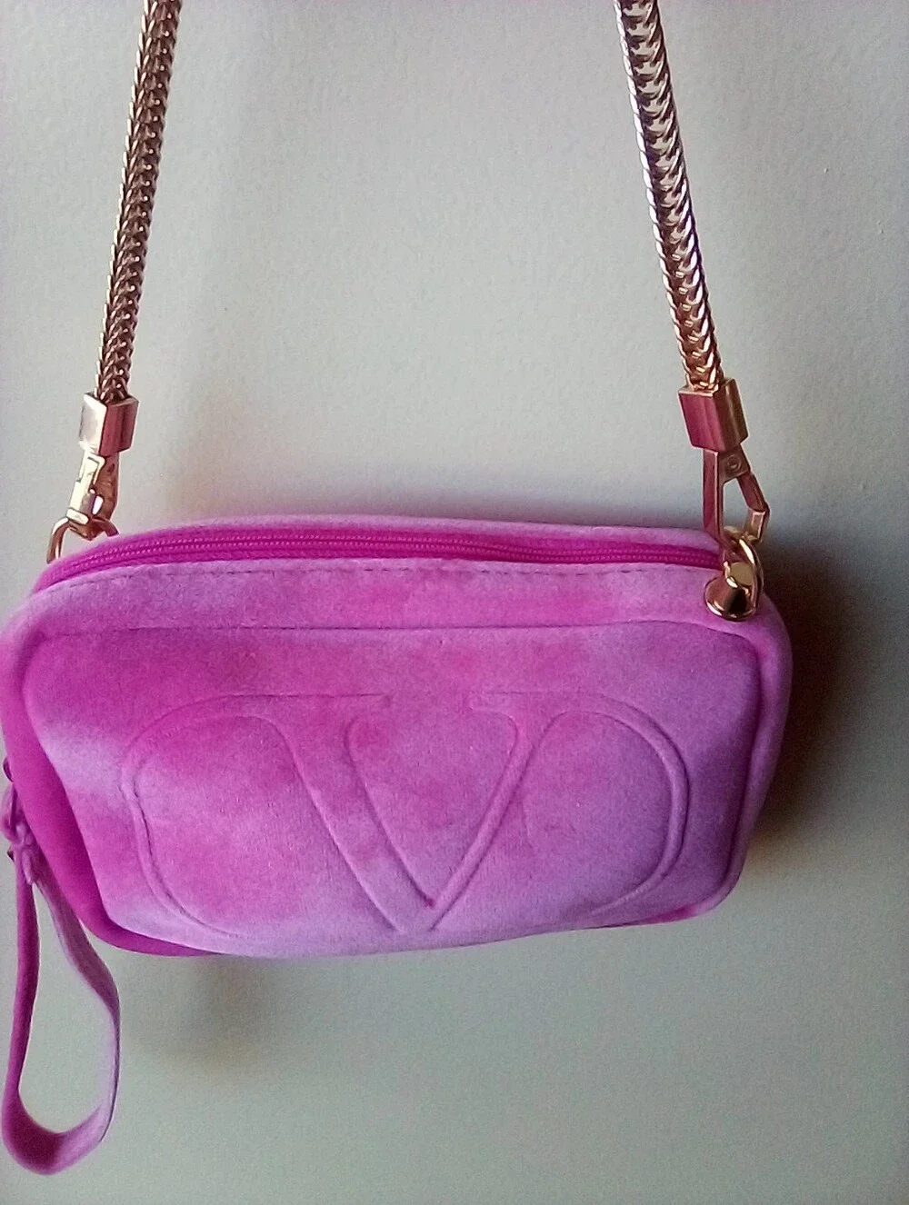 Valentino Pink Suede Monogram Shoulder Bag